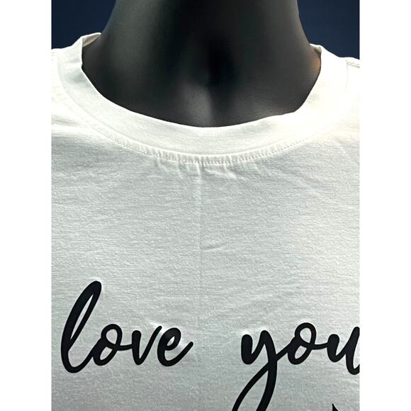 I Love You to the Moon and Back White T-Shirt Romantic Quote Tee Woman’s Size M - Picture 4 of 8